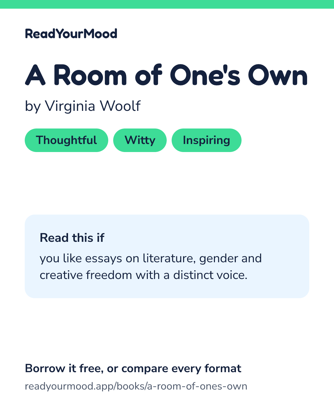 Share card for A Room of One's Own