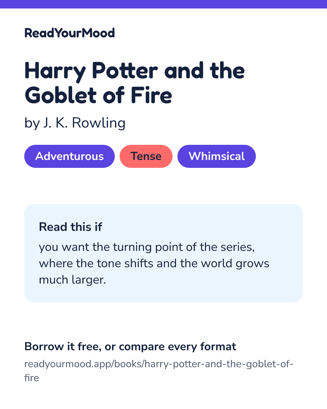 Share card for Harry Potter and the Goblet of Fire