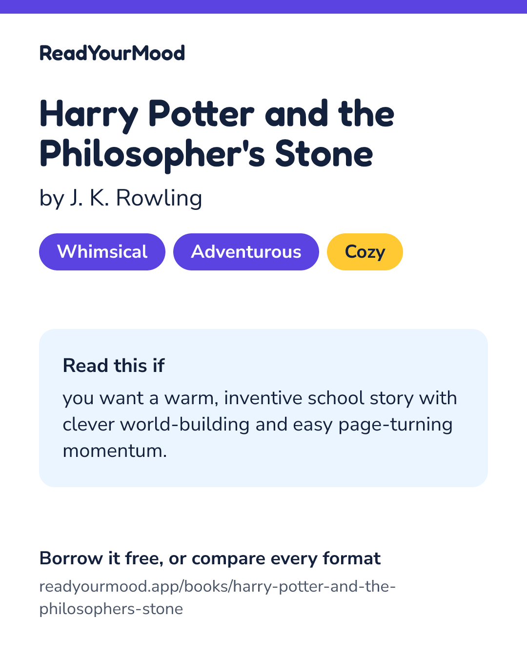 Share card for Harry Potter and the Philosopher's Stone