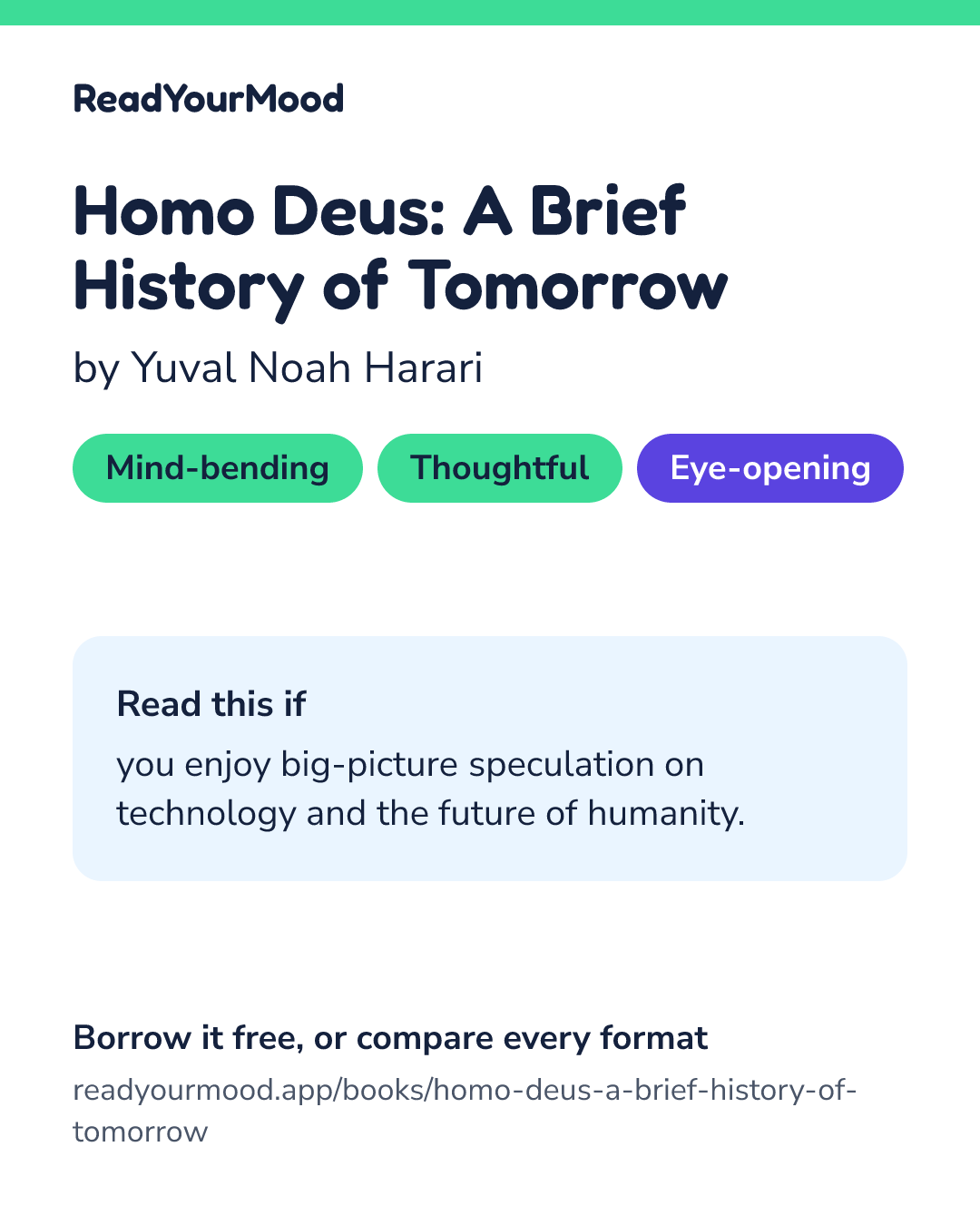 Share card for Homo Deus: A Brief History of Tomorrow