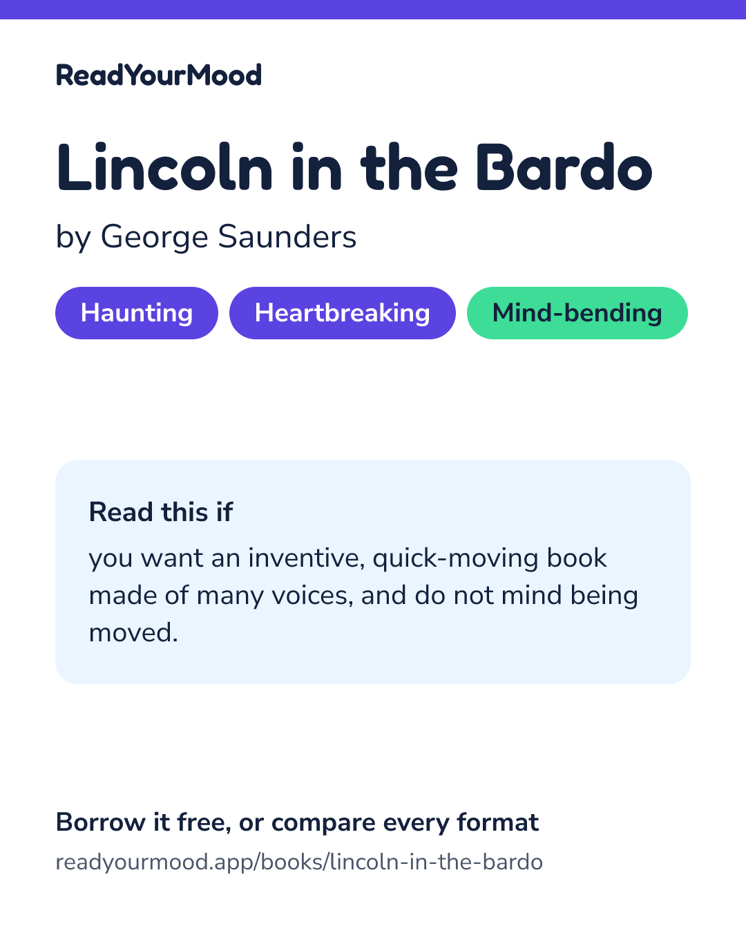 Share card for Lincoln in the Bardo