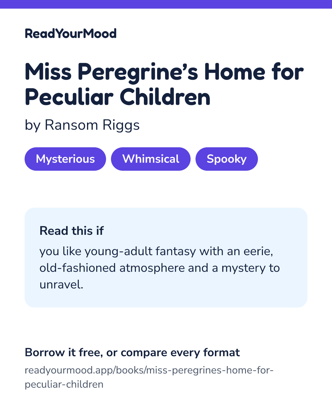 Share card for Miss Peregrine’s Home for Peculiar Children