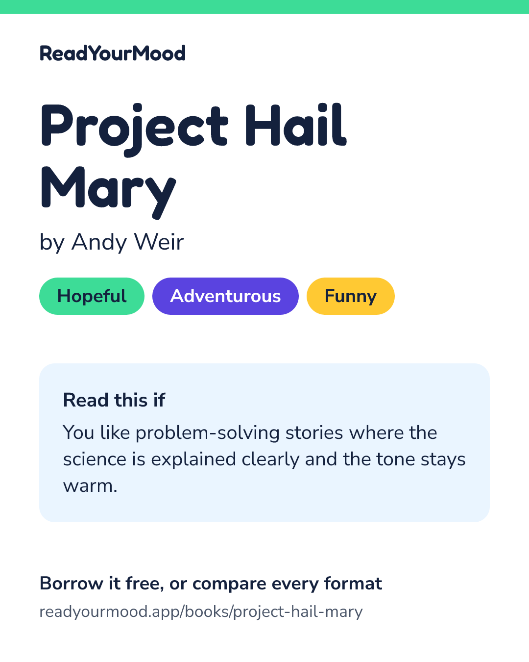 Share card for Project Hail Mary