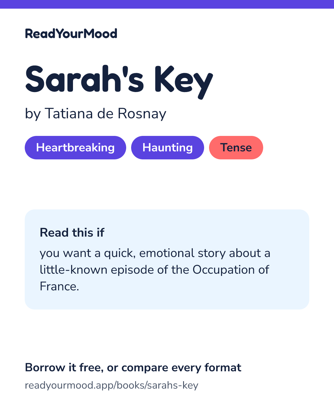 Share card for Sarah's Key