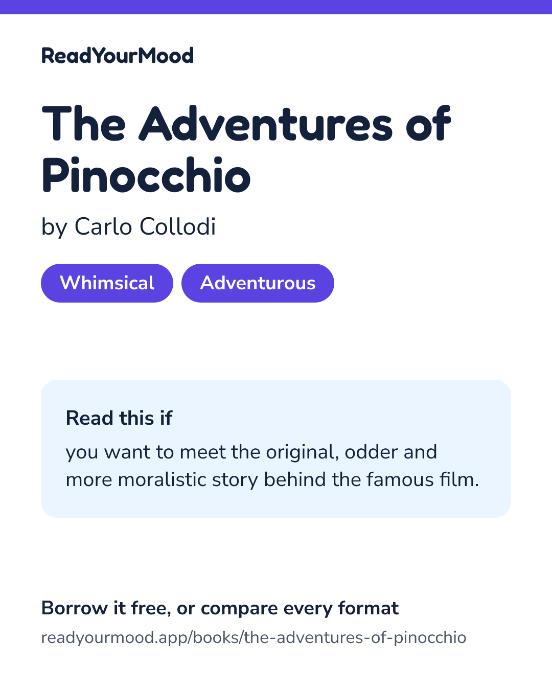 Share card for The Adventures of Pinocchio
