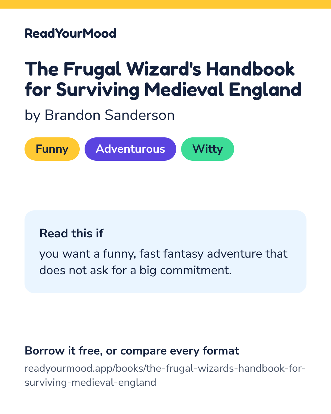 Share card for The Frugal Wizard's Handbook for Surviving Medieval England