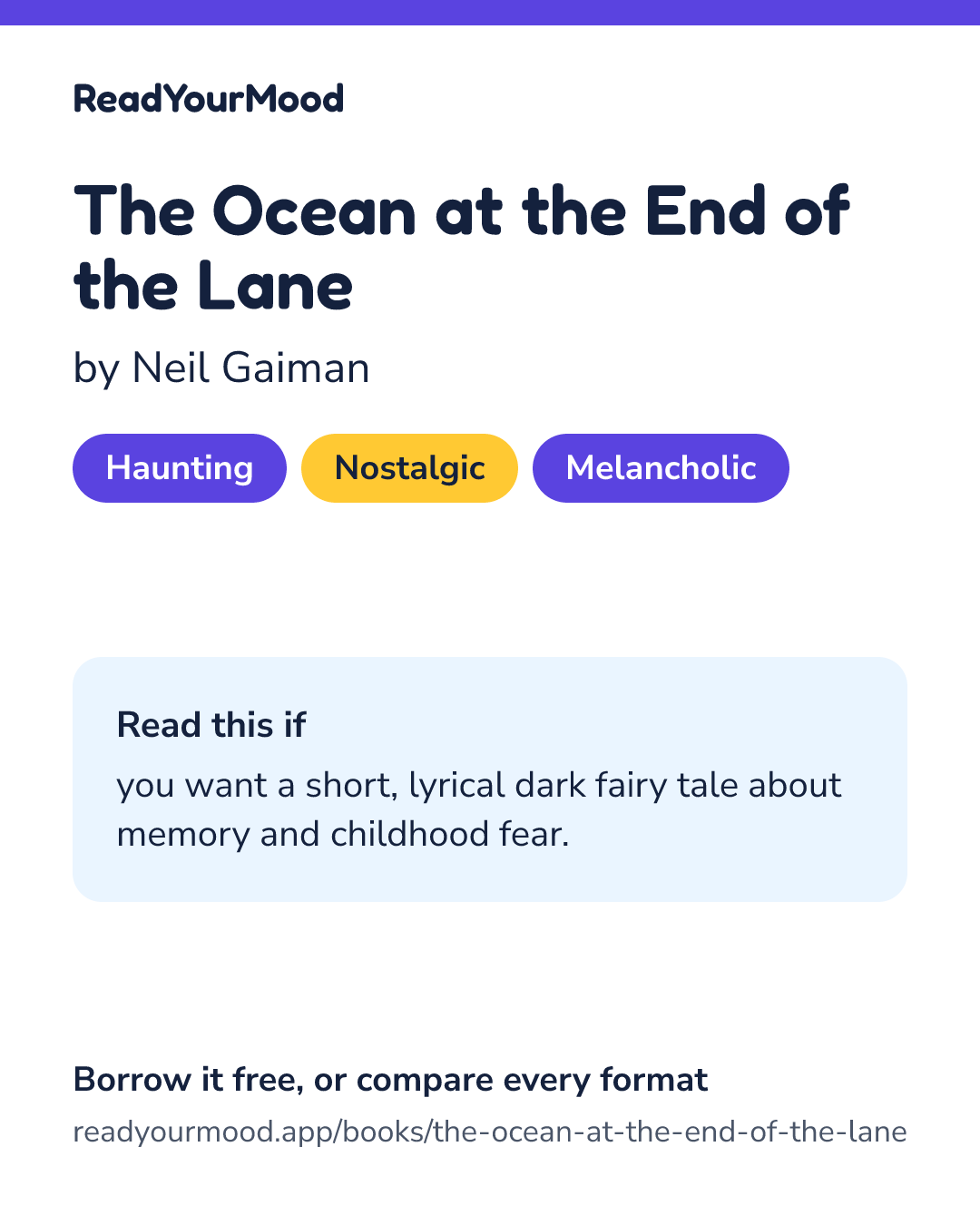 Share card for The Ocean at the End of the Lane