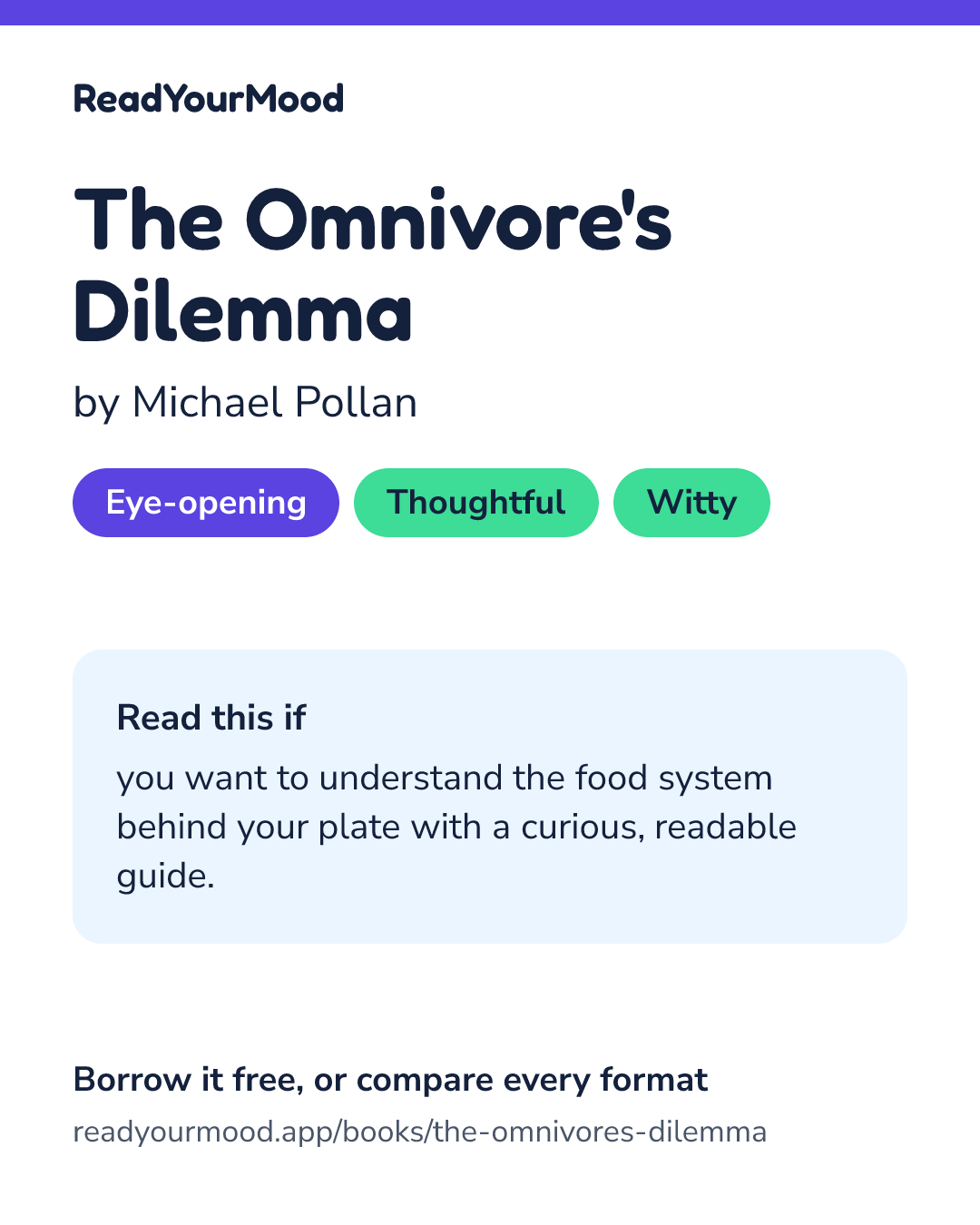 Share card for The Omnivore's Dilemma