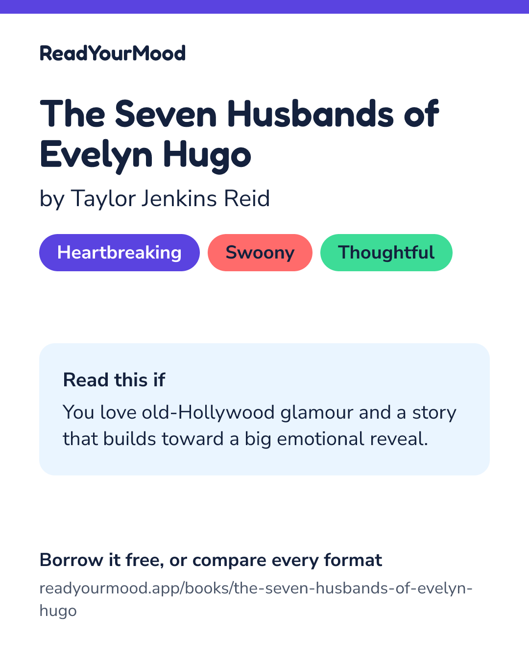 Share card for The Seven Husbands of Evelyn Hugo