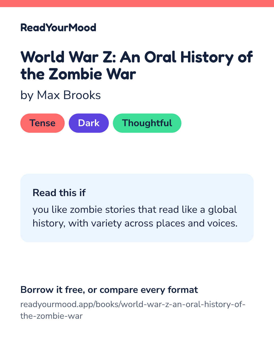 Share card for World War Z: An Oral History of the Zombie War